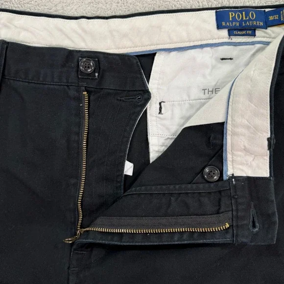Polo Ralph Lauren Mens 38x32 Classic Fit Chino Pants Black Cotton Twill Casual - Picture 5 of 12